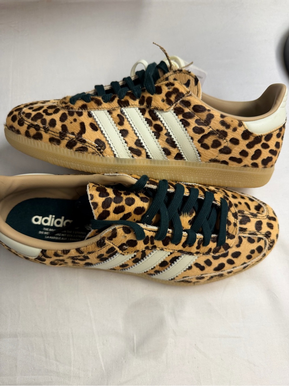 adidas Women's Leopard Print Sneakers with Dark Green Laces - Picture 7 of 8